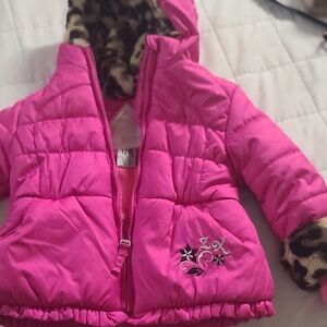 ZeroXposur Pink Puffer Jacket with Leopard Details